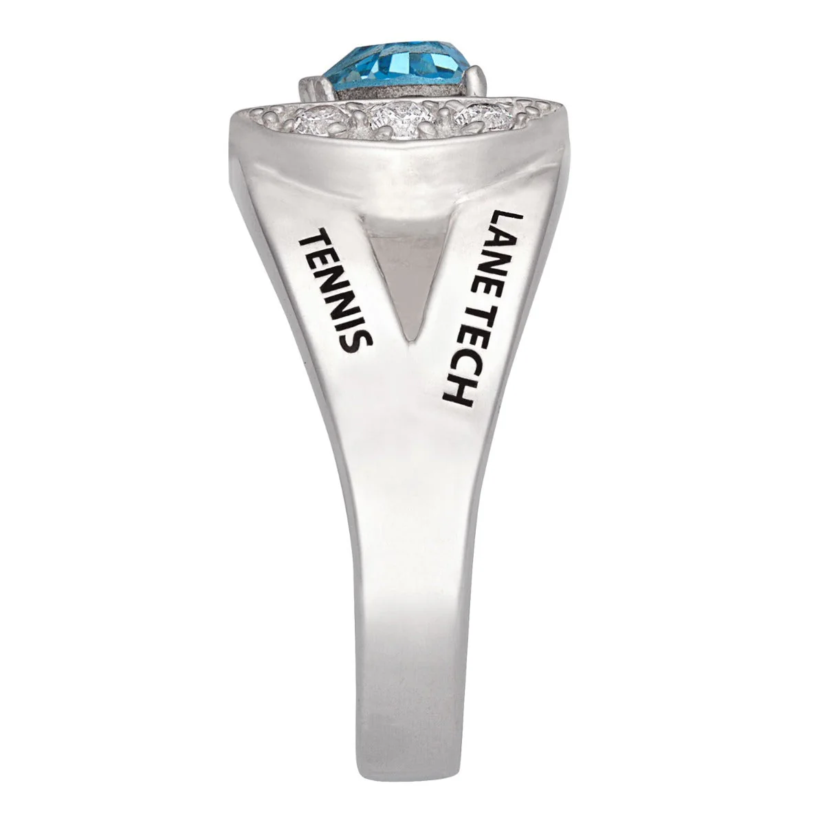 Sterling Silver Freestyle Heart Birthstone Class Ring with CZ - Image 4