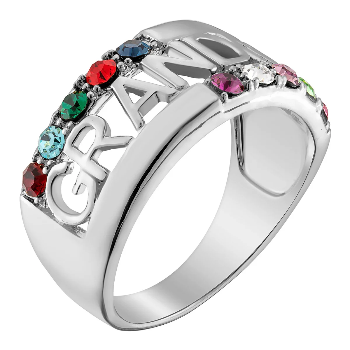 Sterling Silver Grandma Family Birthstone Ring - Image 2