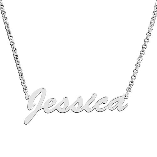 Sterling Silver Hollywood Script Name with Free Freshwater Pearl Earrings - Image 2