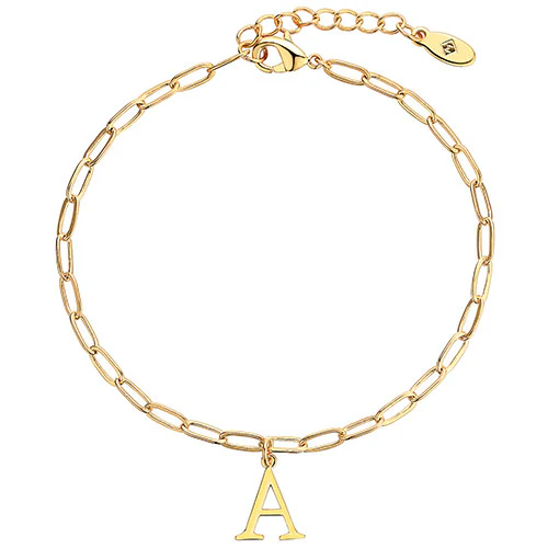 Sterling Silver Initial Charm Paperclip Chain Bracelet - Image 4