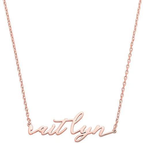 Sterling Silver Kid's Lowercase Fancy Script Name Plaque 16 Necklace - Image 3