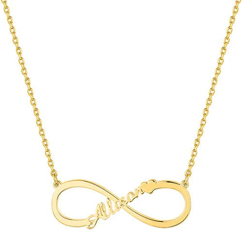Sterling Silver Kid's Name with Heart Infinity Plaque 16 Necklace - Image 3
