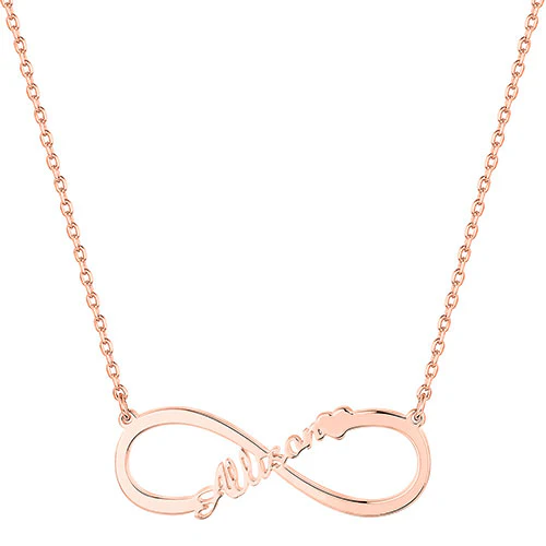 Sterling Silver Kid's Name with Heart Infinity Plaque 16 Necklace - Image 4