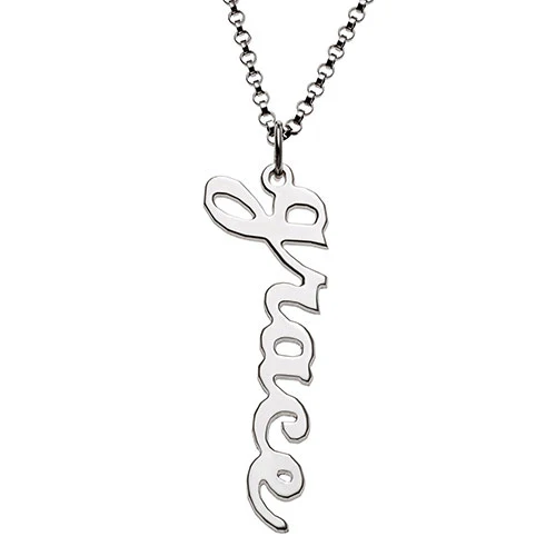 Sterling Silver Kid's Vertical Lowercase Script Name 16 Necklace