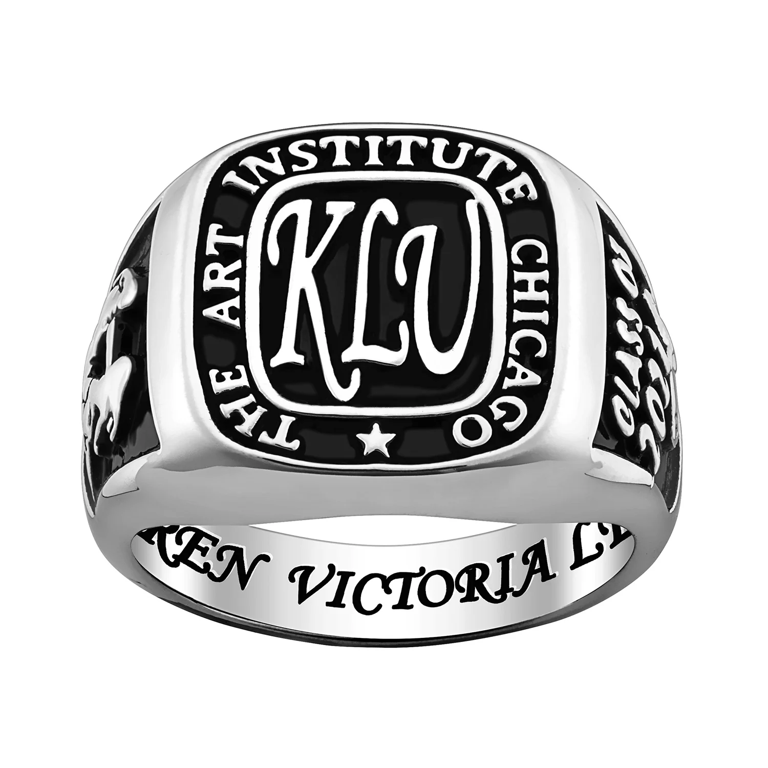 Sterling Silver Ladies Rectangle Signet Class Ring