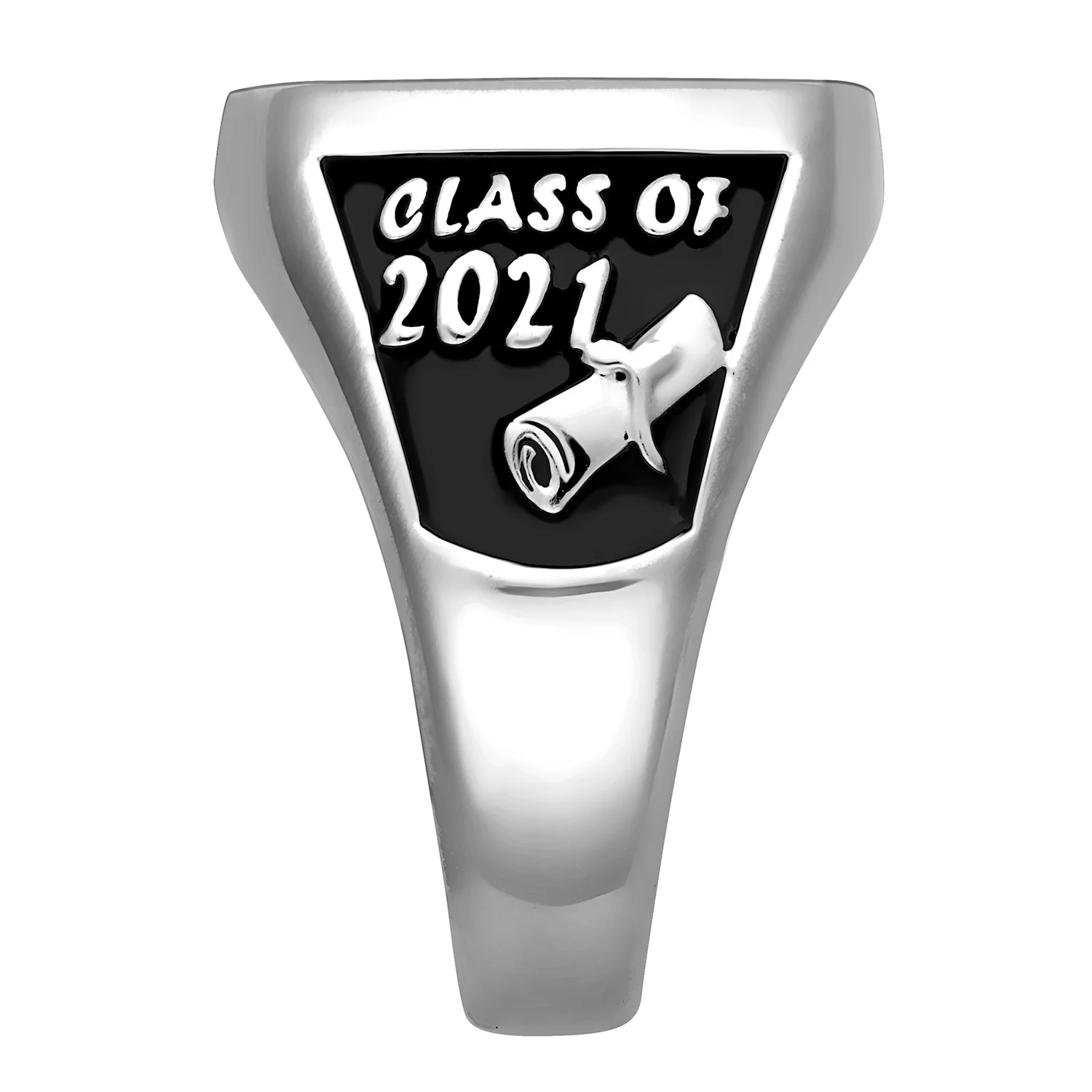 Sterling Silver Ladies Rectangle Signet Class Ring - Image 3