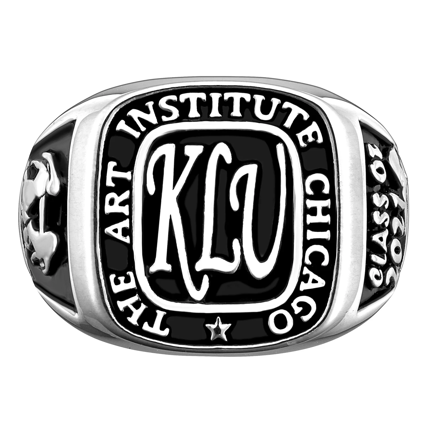 Sterling Silver Ladies Rectangle Signet Class Ring - Image 4