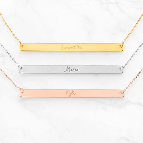 Sterling Silver Long Bar Name Necklace