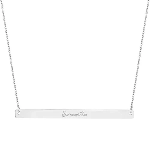 Sterling Silver Long Bar Name Necklace - Image 2