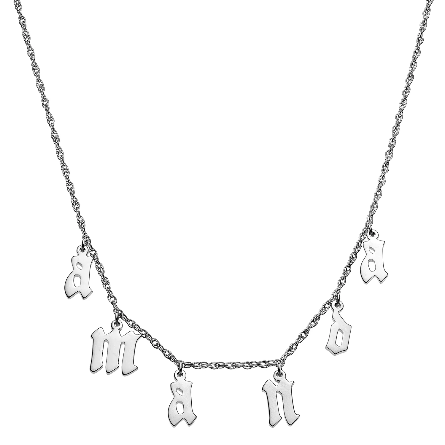 Sterling Silver Lowercase Old English Name Necklace