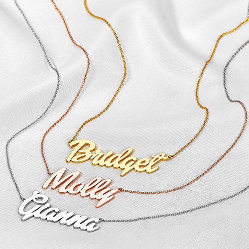 Sterling Silver Medium Bold Script Name Necklace - Image 2
