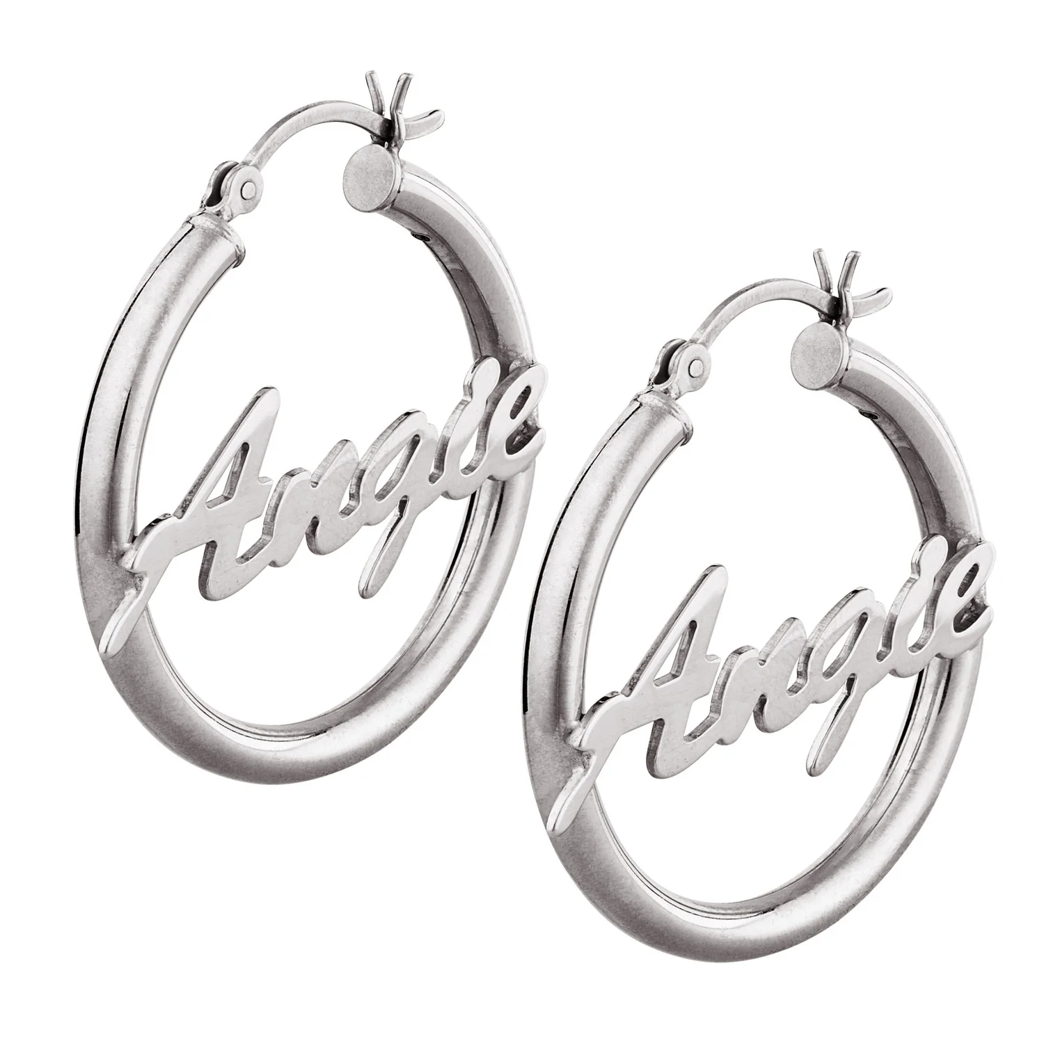 Sterling Silver Medium Name Hoops - Image 2