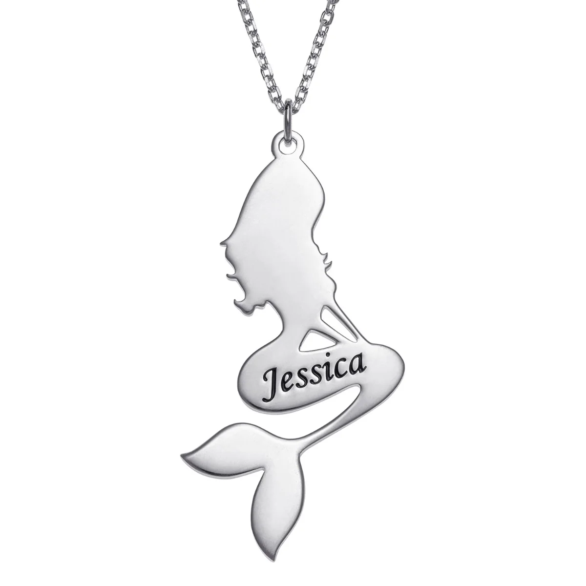 Sterling Silver Mermaid Name Pendant