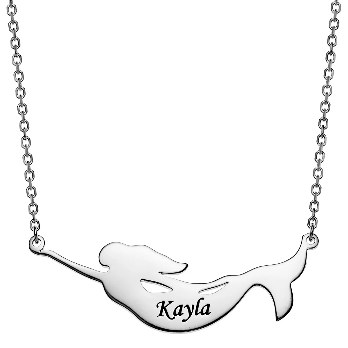 Sterling Silver Mermaid Name Pendant