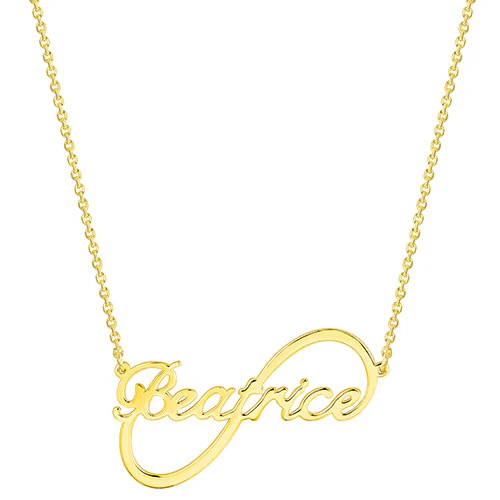 Sterling Silver Modern Script Name Infinity Plaque Necklace - Image 4