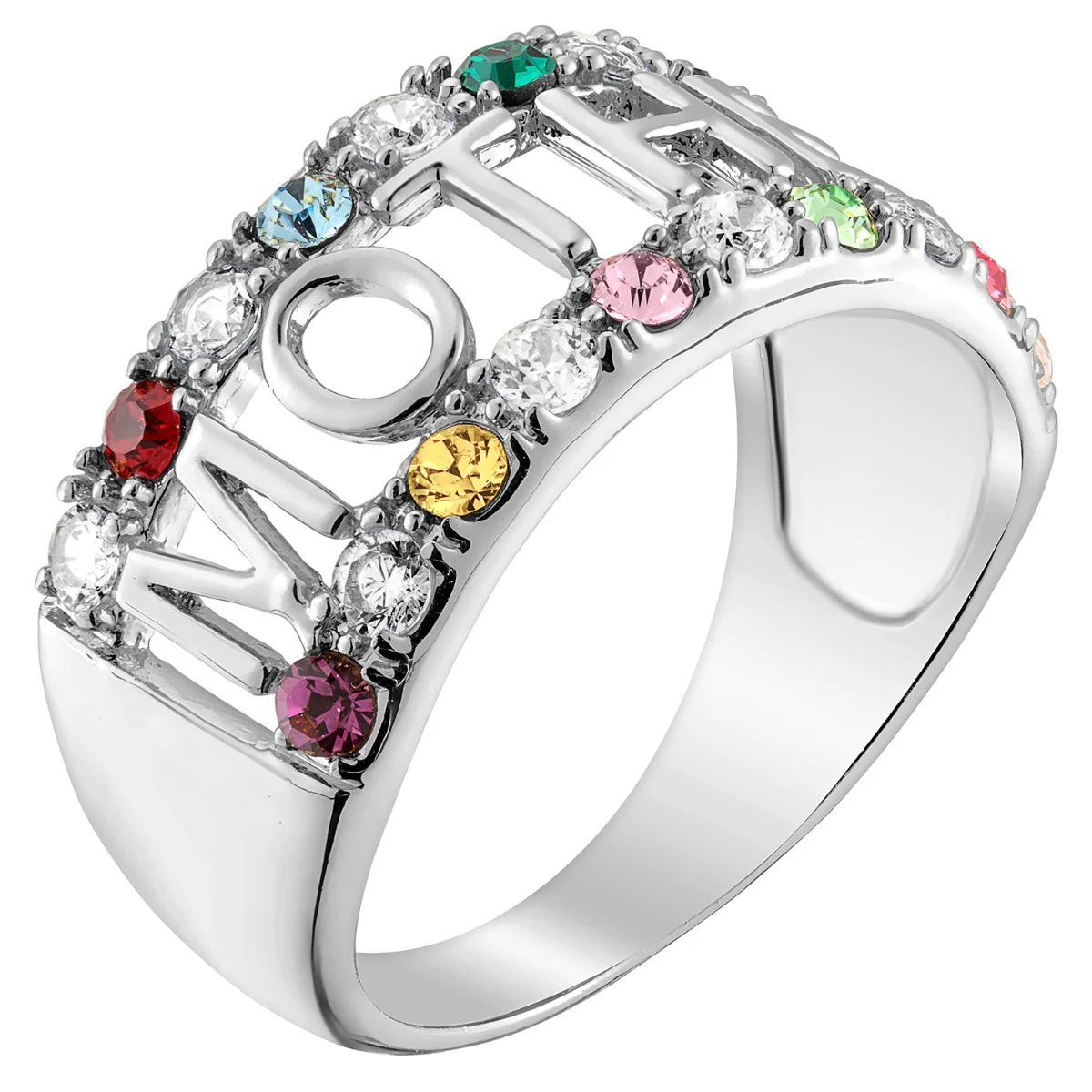 Sterling Silver Mother CZ Family Birthstone Ring - Image 2