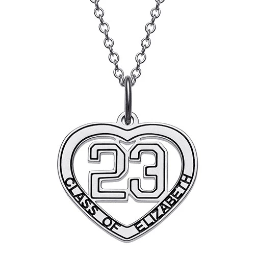 Sterling Silver Name and Class of Heart Necklace
