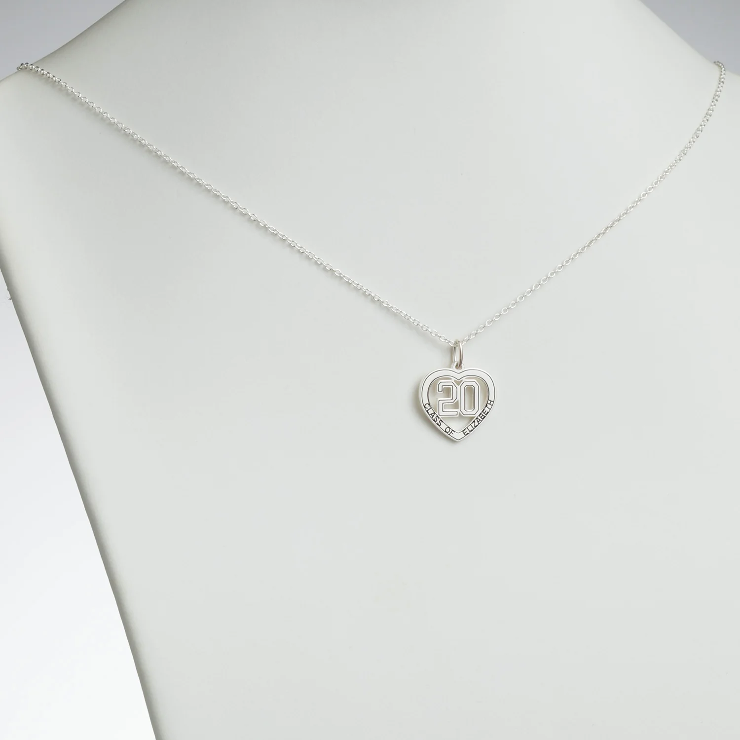 Sterling Silver Name and Class of Heart Necklace - Image 2