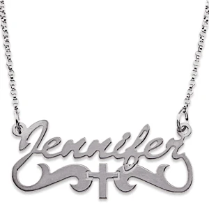 Sterling Silver Name Necklace with Cross Tail