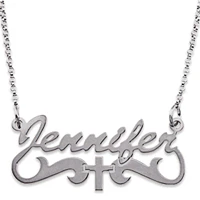 Sterling Silver Name Necklace with Cross Tail - Image 2