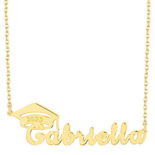 Sterling Silver Name Plaque with Graduation Cap Pendant - Image 4