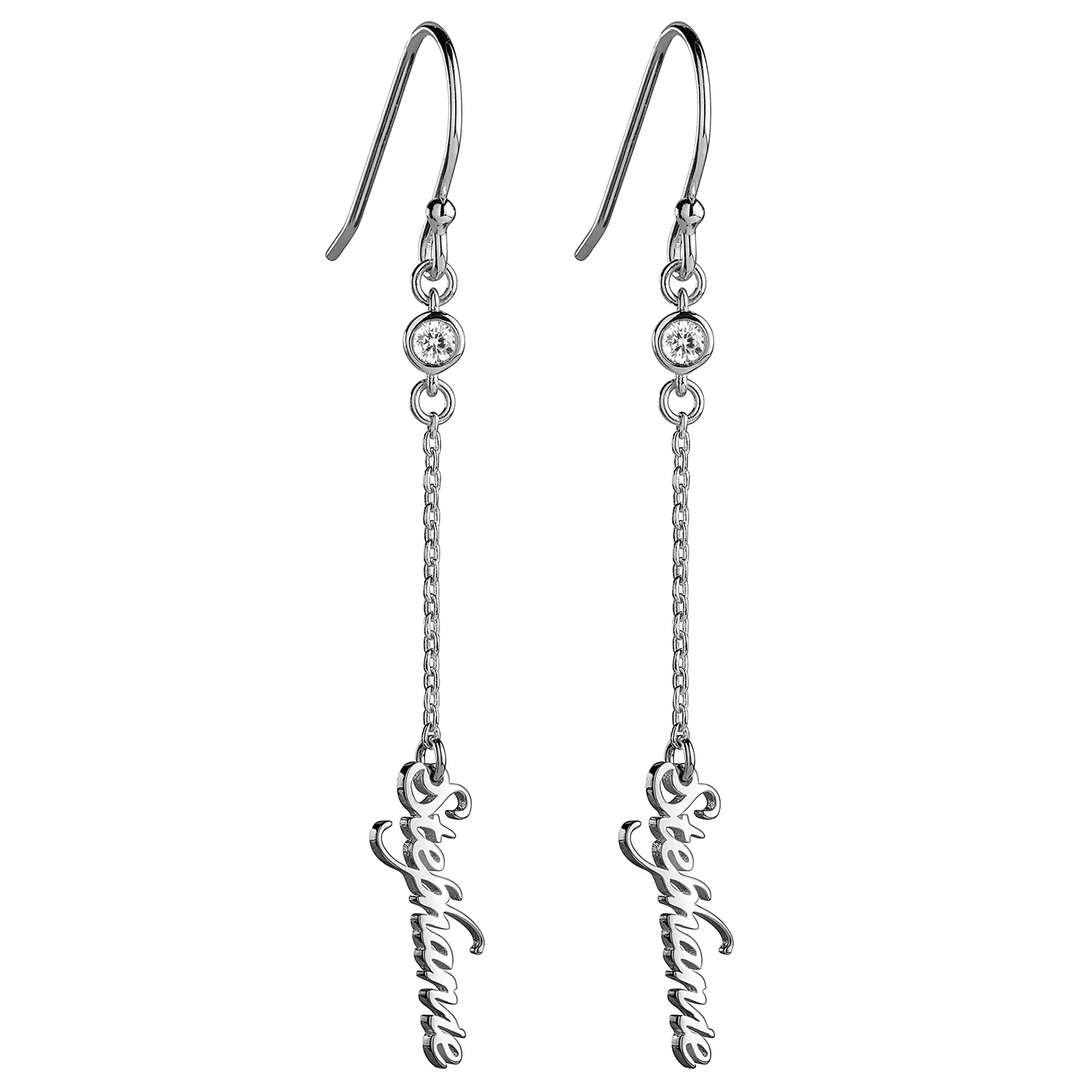Sterling Silver Name with Birthstone Dangle Earring