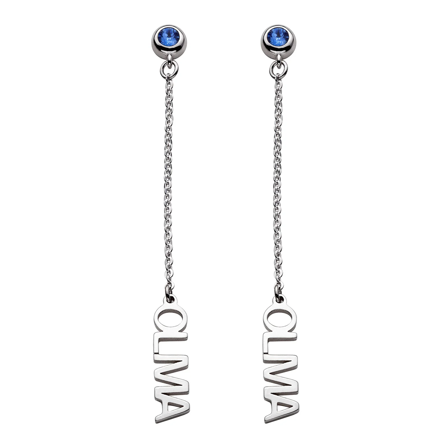 Sterling Silver Name with Birthstone Dangle Earrings