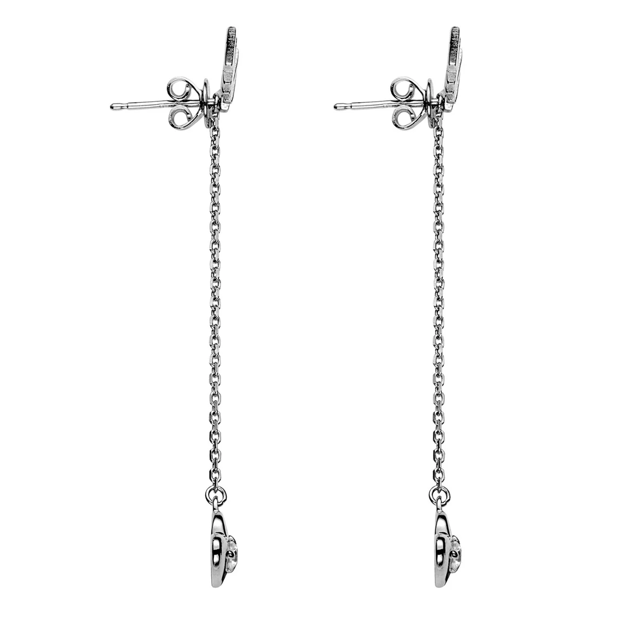 Sterling Silver Name with Birthstone Heart Dangle Crawler Earrings - Image 4