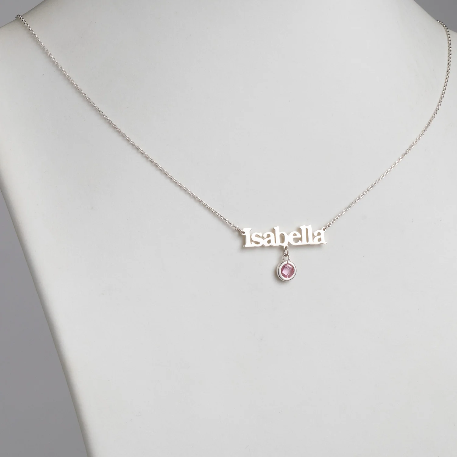 Sterling Silver Name Birthstone Necklace - Image 2