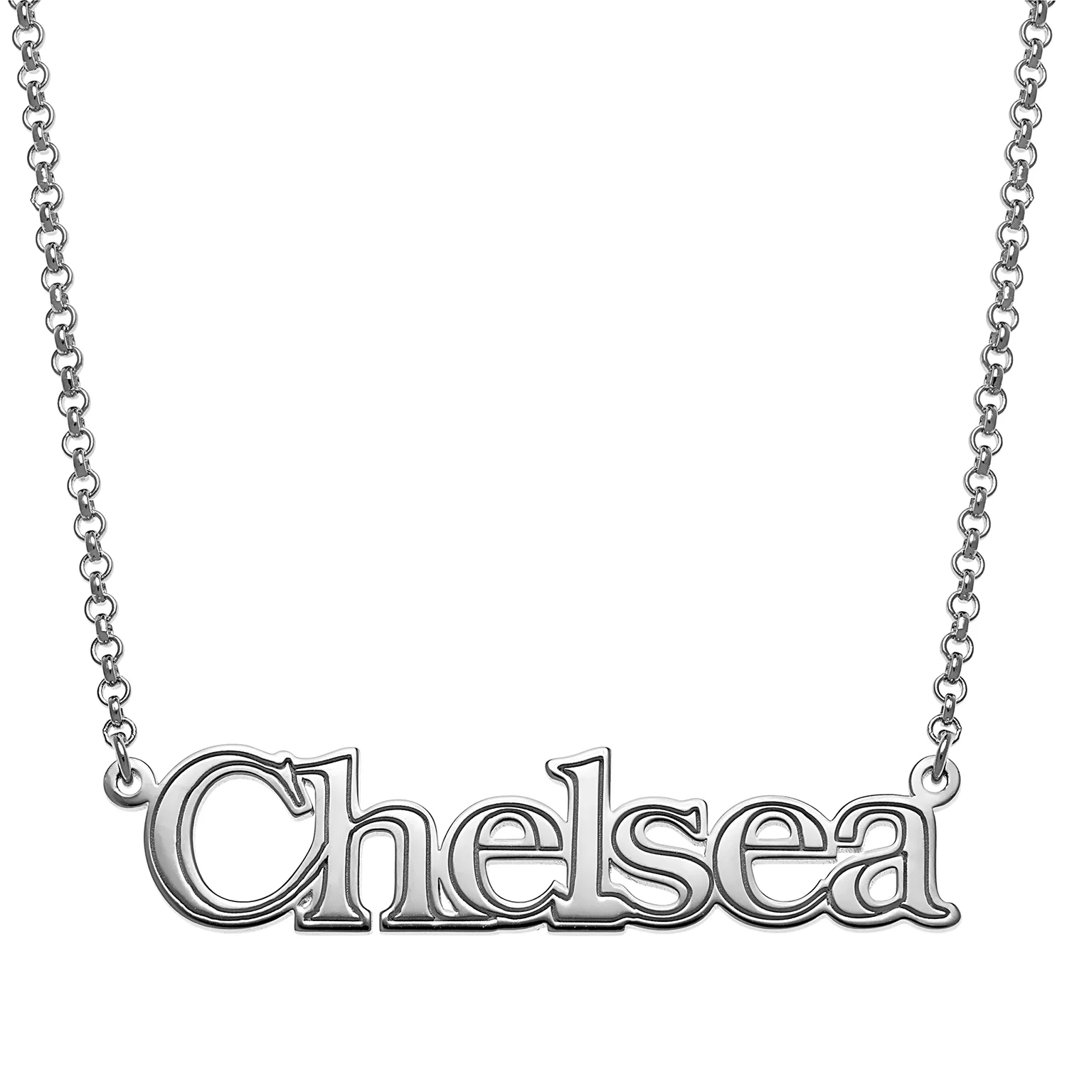 Sterling Silver Name with Outline Necklace