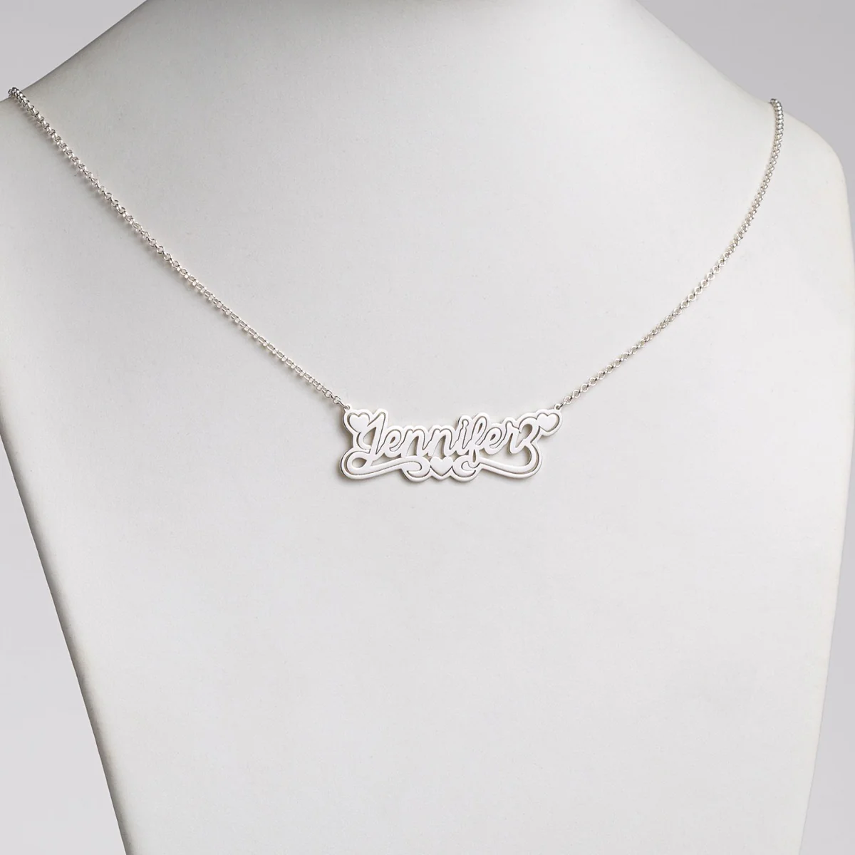 Sterling Silver Name with Outline Necklace with Heart Swirl - Image 3