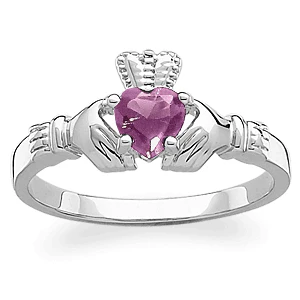 Sterling Silver October Birthstone Claddagh Ring - Image 2