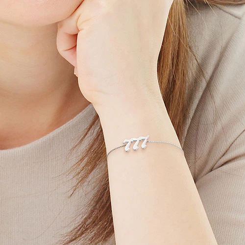 Sterling Silver Old English Angel Number Bracelet - Image 3