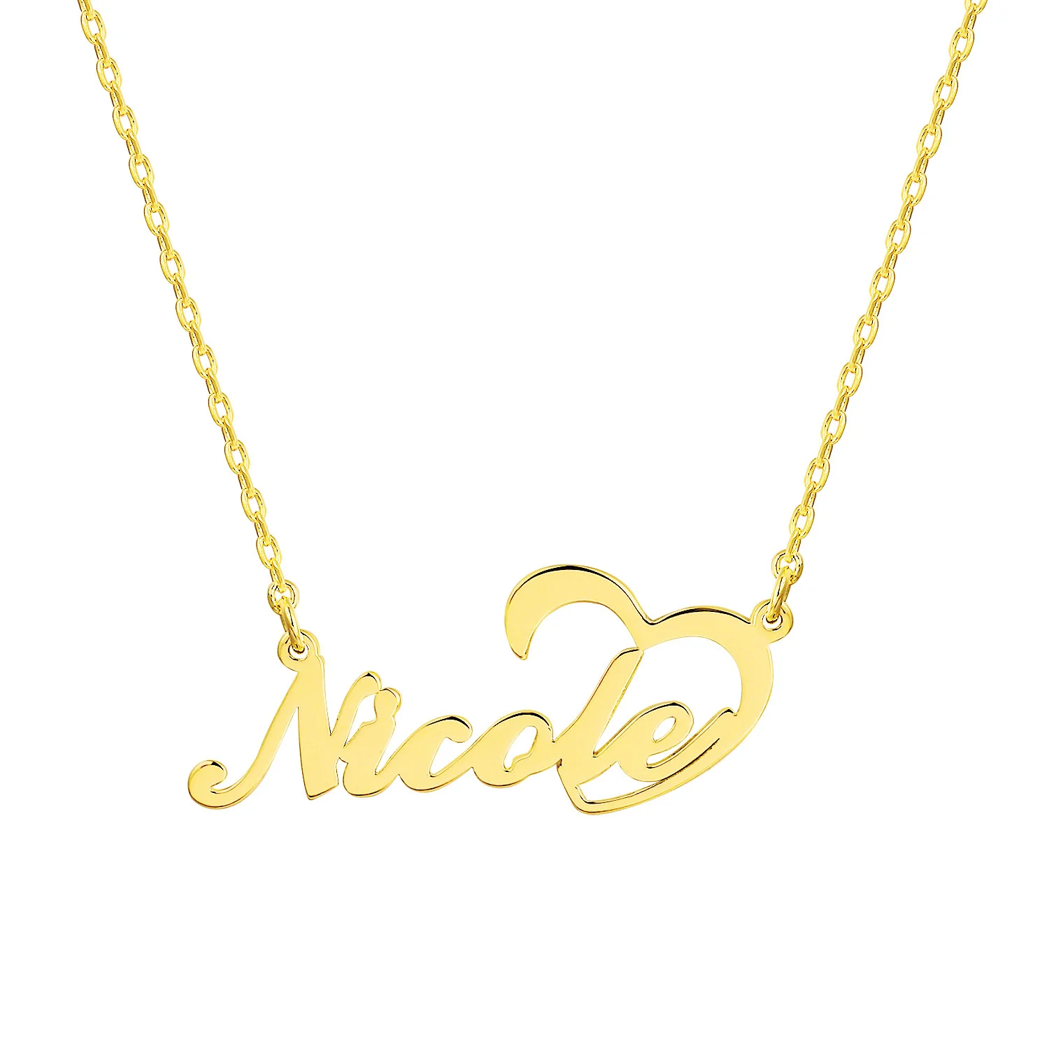 Sterling Silver Open Heart Script Name Plaque Necklace - Image 4