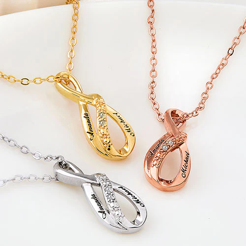 Sterling Silver Personalized Diamond Accent Swirl Infinity Necklace