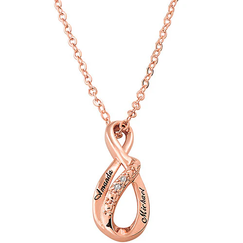 Sterling Silver Personalized Diamond Accent Swirl Infinity Necklace - Image 5