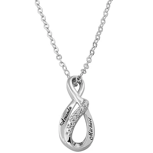 Sterling Silver Personalized Diamond Accent Swirl Infinity Necklace - Image 8