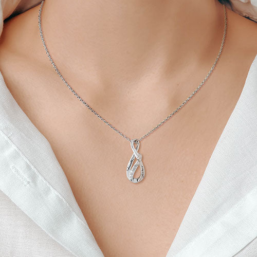 Sterling Silver Personalized Diamond Accent Swirl Infinity Necklace - Image 9