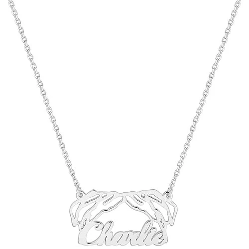 Sterling Silver Personalized Puppy Ears Necklace - Image 3