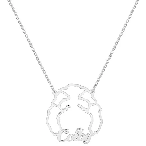 Sterling Silver Personalized Puppy Ears Necklace - Image 5