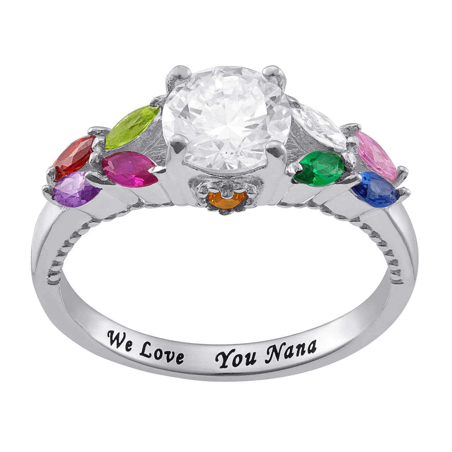 Sterling Silver Personalized Mother's and Family Ring