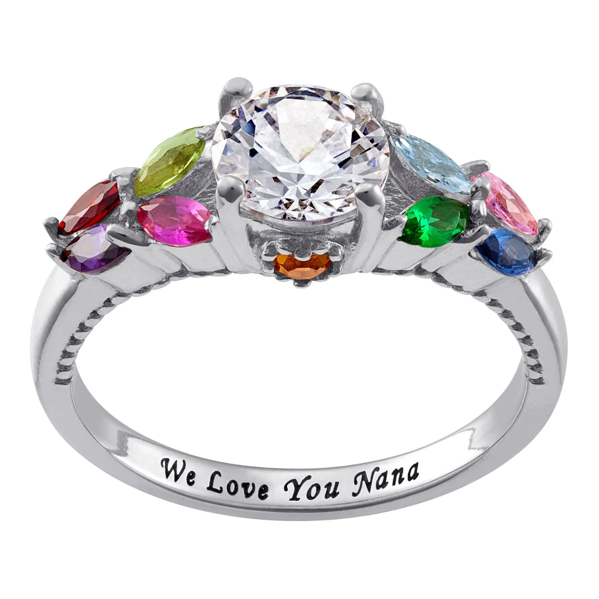 Sterling Silver Personalized Mother's and Family Ring - Image 2