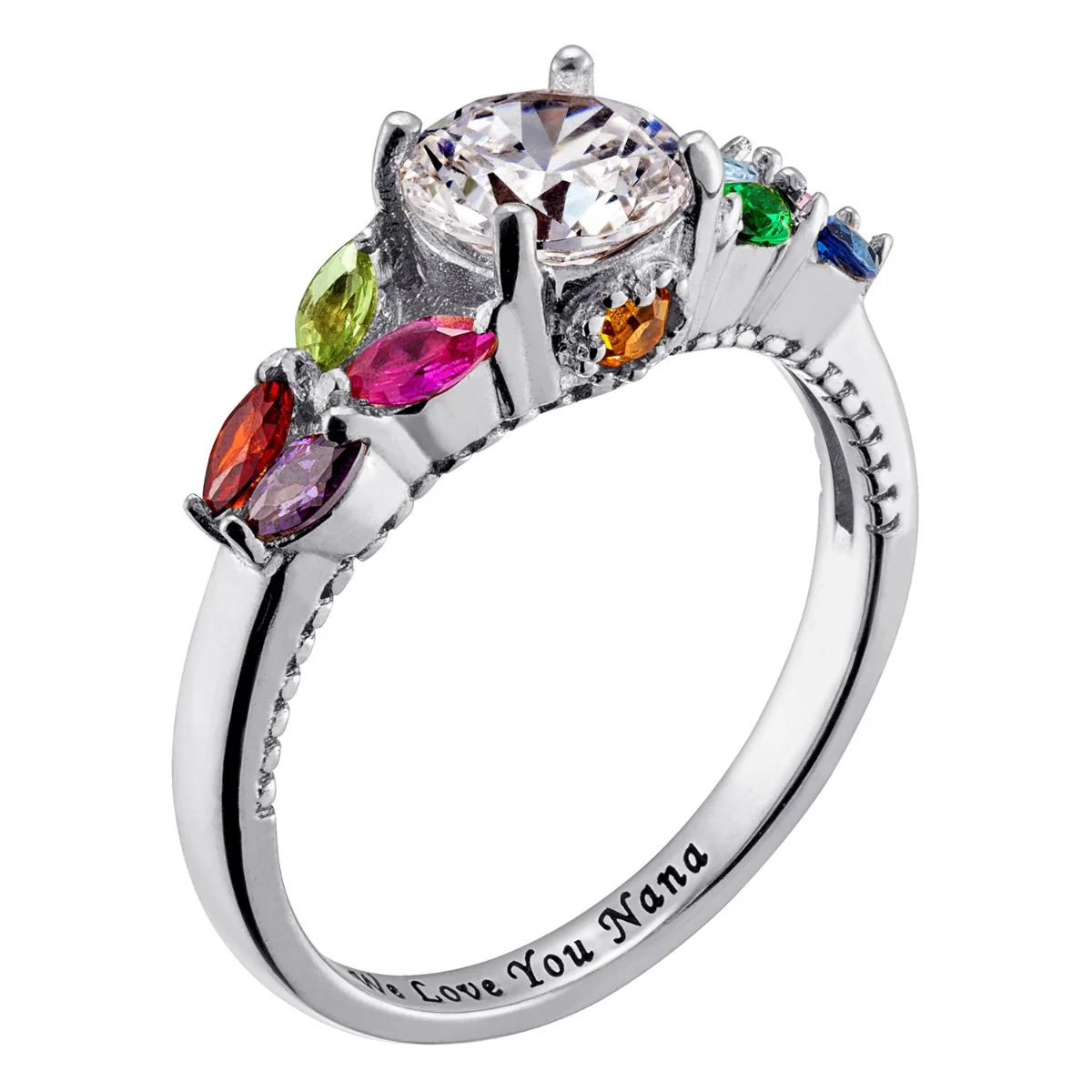 Sterling Silver Personalized Mother's and Family Ring - Image 3