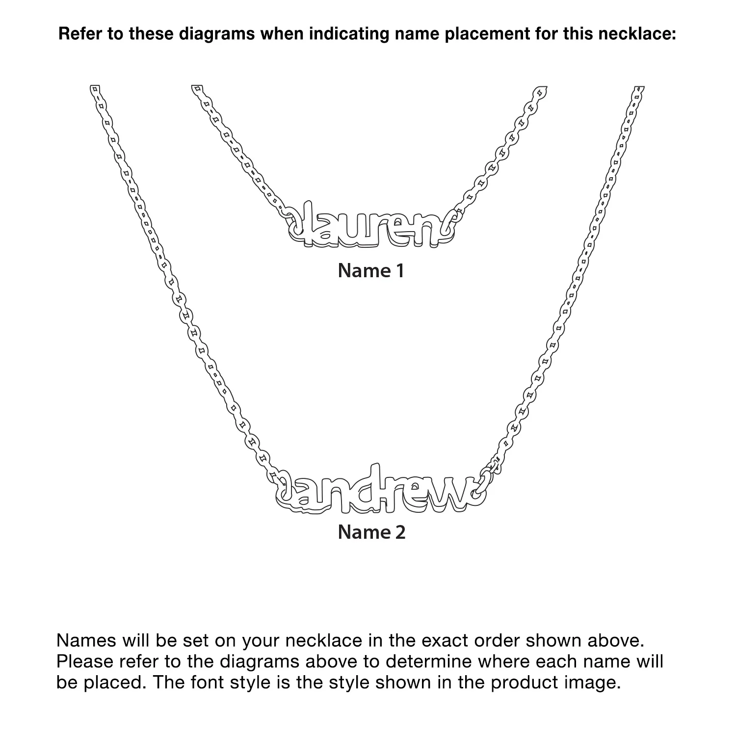 Sterling Silver Petite Block Name Layered Necklace- 2 Names - Image 3