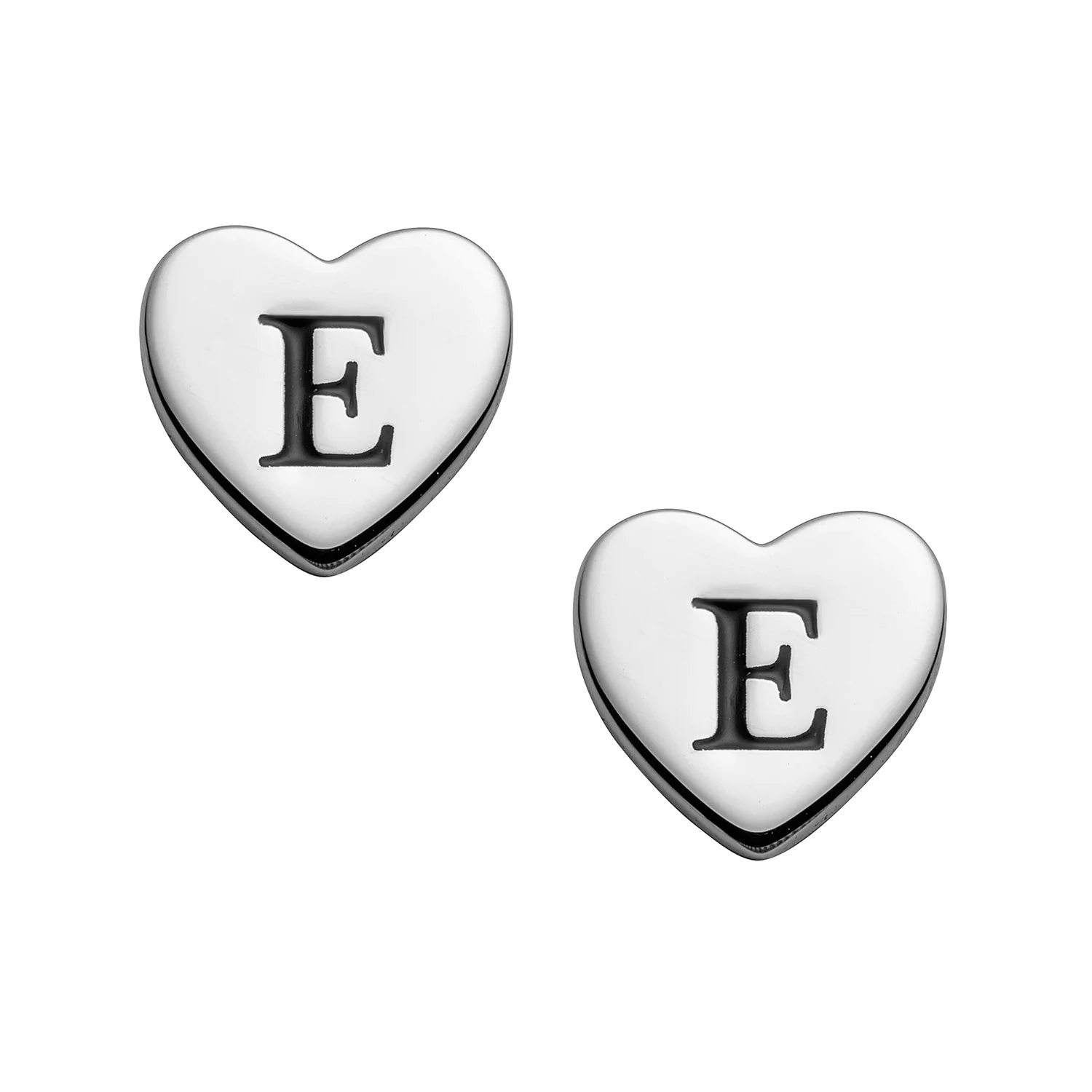 Sterling Silver Petite Engraved Initial Heart Earrings - Image 2