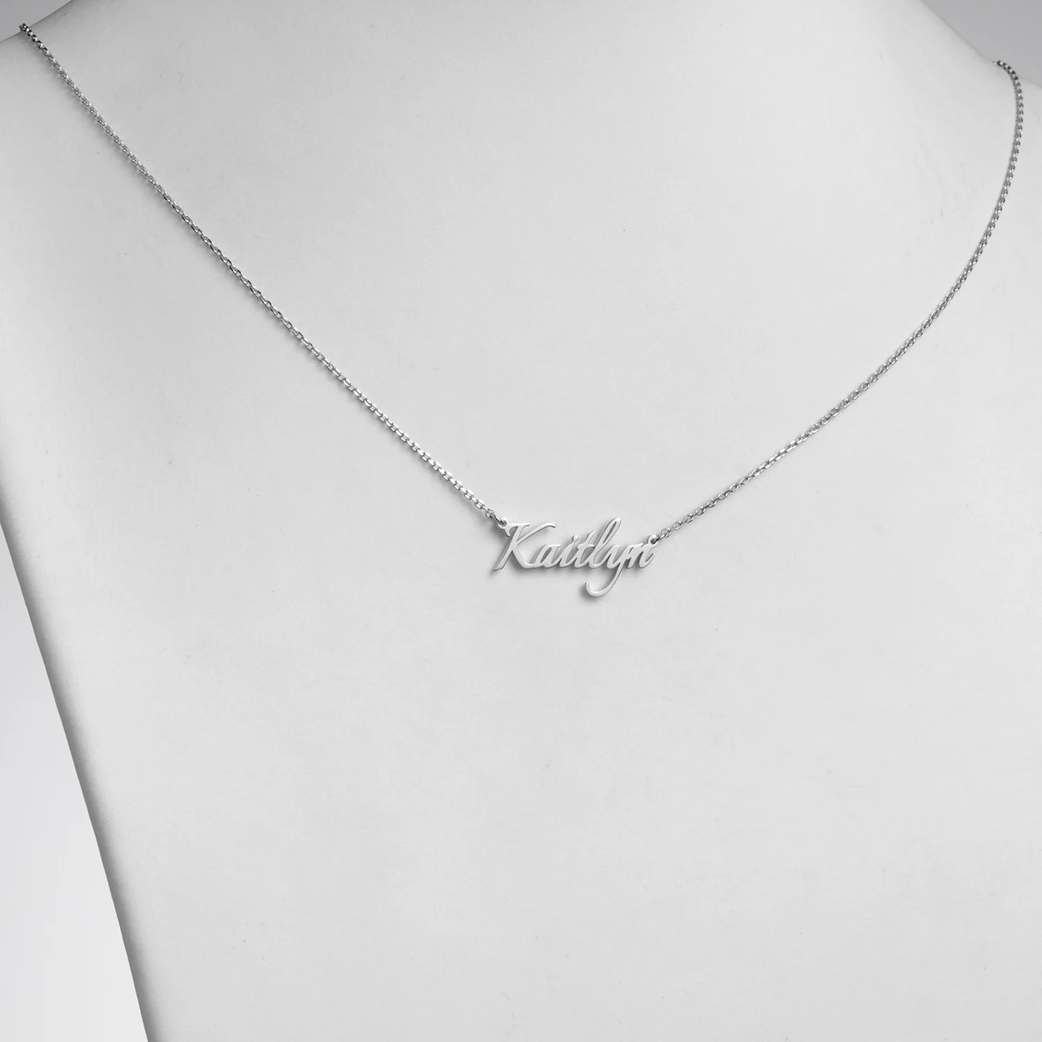 Sterling Silver Petite Fancy Script Name Necklace - Image 2