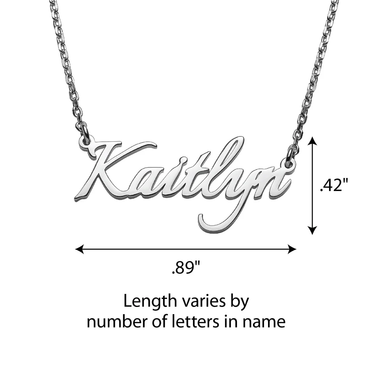 Sterling Silver Petite Fancy Script Name Necklace - Image 3