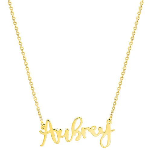 Sterling Silver Petite Handwritten Name Plaque Necklace - Image 2