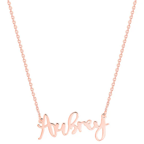 Sterling Silver Petite Handwritten Name Plaque Necklace - Image 4