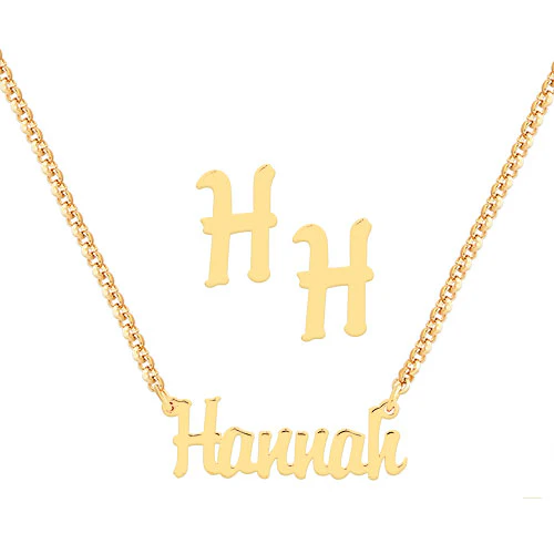 Sterling Silver Petite Script Name Necklace and Initial Earring Set - Image 5